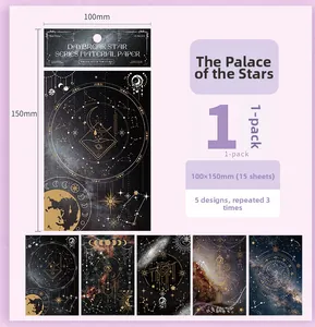 Détails du papier scrapbooking carte du ciel vintage 100x150mm aux 5 motifs célestes