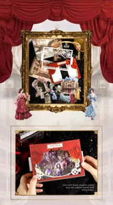 Detail of Magic Witch vintage theatre scrapbooking stickers showing retro 3D collage effect