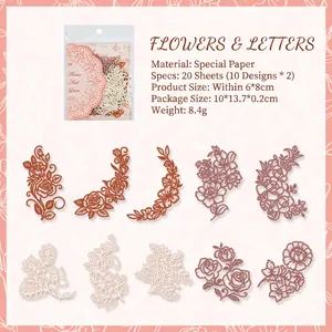 Letter Between Flowers decorative hollow paper kit for journal DIY floral scrapbooking