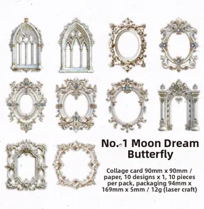 Macro view of laser-cut hollow paper cards featuring baroque and gothic frames