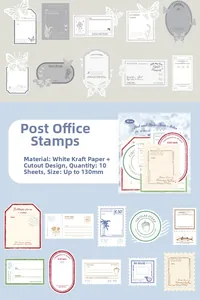 Detail of vintage hollowed-out butterfly and postcard stickers made of white kraft paper