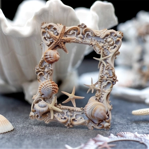 European style ocean relief photo frame with seashell and starfish 3D resin design