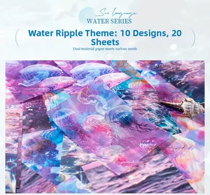 Papel para álbumes con textura de agua, patrones de medusas y acabado de doble material