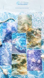 Detalle de papel scrapbooking Water Series con medusas y texturas marinas de perlas