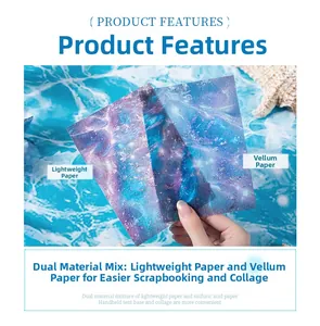 Detalle de papel para álbumes con texturas de agua azul profundo y vitela translúcida