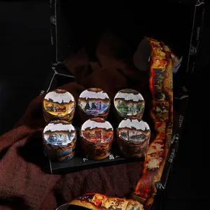 6-roll vintage magic themed washi tape set with burnt edge design for scrapbooking
