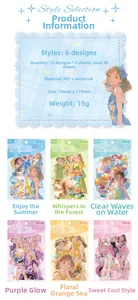 Detail specifications for 30pcs PET stickers featuring summer characters and white ink craft