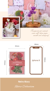 Floral PET transparent stickers shown as decorative application on glass jars for scrapbooking