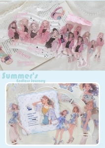 Detail of cute summer fashion girl PET stickers for scrapbooking and decoration