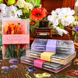 Vintage Floral Scrapbooking Material Pack DIY Journaling Decoration Paper PET Sticker Set Retro Botanical Collage Art Supplies