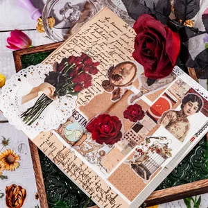 Retro Story floral vintage scrapbooking kit with roses and classic ephemera papers