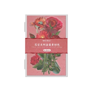 Retro Story Floral Stationery Box Set with Gerbera and Rose Stickers for DIY Scrapbooking