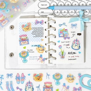 Cute PET die-cut scrapbooking tape and transparent binder with cartoon puppy motifs