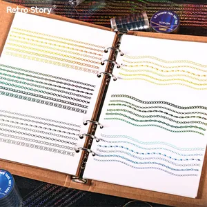 Retro decorative gold foil chain tapes in various colors for creative DIY journaling