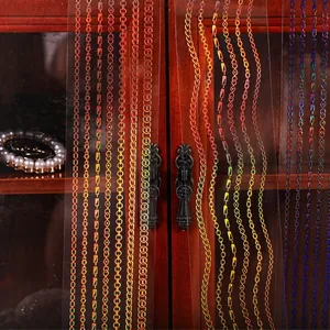 Retro Story holographic laser chain stickers with colorful metallic gradients for DIY journaling