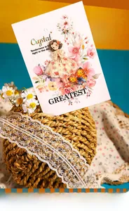 Detailed vintage girl and floral illustrations on DIY scrapbooking decorative cards