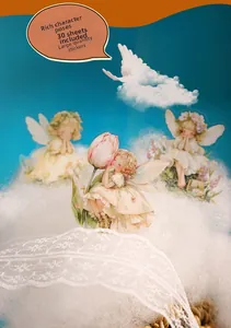 Detail view of 30 vintage fairy stickers with floral wings for DIY journal decor