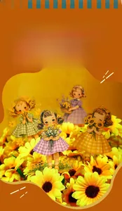 Detail of Fairy Garden sunflower girl stickers for DIY scrapbooking and journal decoration