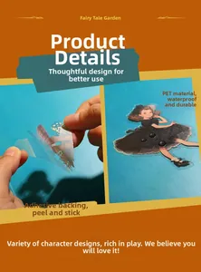 Waterproof PET sticker showing girl character design with adhesive backing for DIY journaling