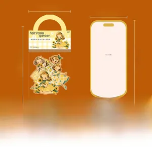 Size comparison of 30pcs vintage fairy garden girl stickers against iPhone 14