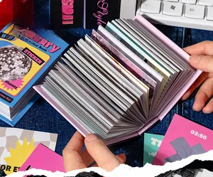 Close-up of 365-sheet American retro style sticker book showing thick paper texture