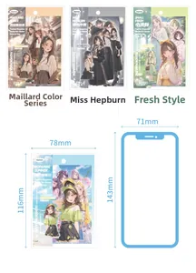 Size comparison of fashion magazine style DIY stickers showing 116mm by 78mm dimensions