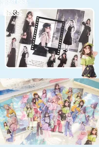 Detail of girl fashion stickers featuring lolita and JK uniform styles for DIY scrapbooking
