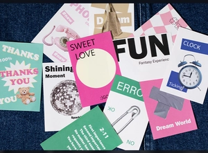 Close-up of Y2K American retro scrapbooking stickers featuring teddy bears and icons