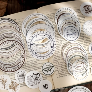 Vintage Round Scrapbooking Stickers Botanical Butterfly Celestial Mushroom Coffee Designs For Journaling DIY Decoration