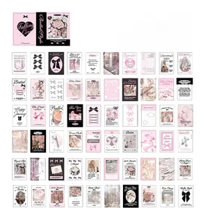 Detailed grid showing vintage ballet-themed decorative stickers and pink aesthetic stationery