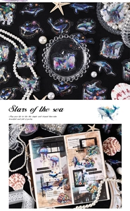 Detailed holographic laser whale stickers with PET ocean theme and jellyfish for scrapbooking
