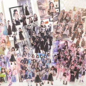 Fashion magazine style girl stickers for DIY scrapbooking featuring multiple anime themes