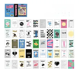 Detailed grid view of assorted vintage aesthetic stickers and artistic card designs