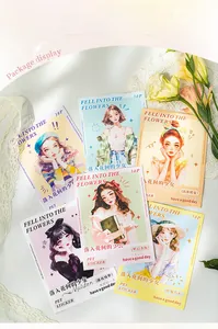 Detail of PET girl illustration stickers for journaling with elegant floral designs