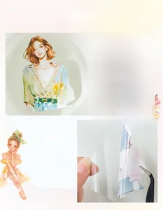 Waterproof PET girl stickers for planners with transparent finish and adhesive backing