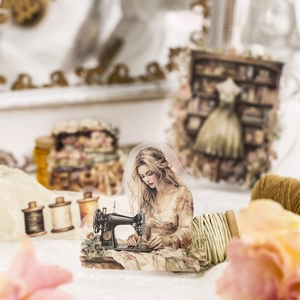 Autocollants vintage en PET thème couture pour décoration de journal intime