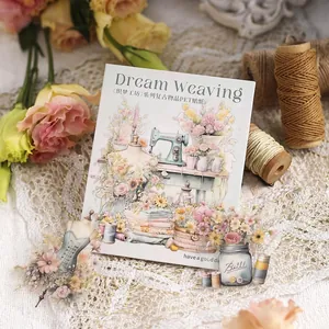 Set d'autocollants PET Dream Weaving vintage avec machine à coudre et motifs DIY