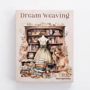 Autocollants PET Vintage Dream Weaving avec illustrations de couture et fleurs peintes