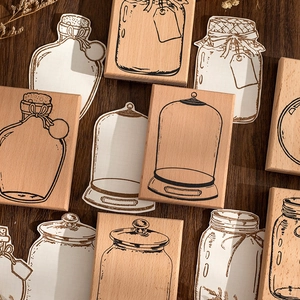 Twilight World In A Bottle Wooden Rubber Stamp Set Retro DIY Scrapbooking Journal Decoration Bottle Theme Craft Materials