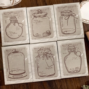 Vintage bottle theme decorative stickers for DIY scrapbooking featuring retro glass jars