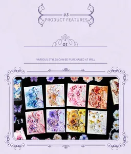 Macro view of floral and butterfly decorative stickers for scrapbooking and DIY crafts