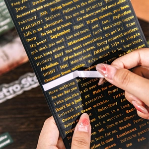 Vintage black and gold foil inspirational phrase stickers for DIY scrapbooking decor