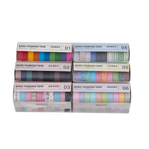 Set of 6 boxes candy colored washi tapes, 10 rolls per pack for DIY scrapbooking