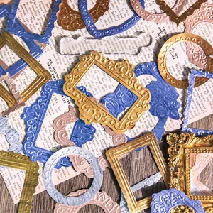 Vintage Metallic Gloss Border Material Paper Set Baroque Relief Frame Decorative Paper For DIY Scrapbook Journaling Art Craft