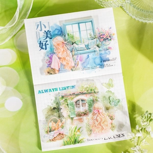 Set de pegatinas PET serie jardín con flores para decoración de diarios DIY