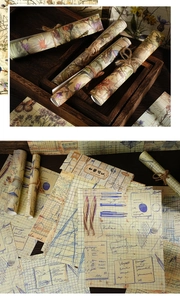 Detail van vintage scrapbooking papier met bloemmotieven en rustiek jute touw decoratie