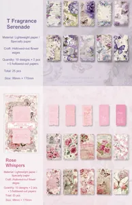 Détails de papier de scrapbooking vintage avec motifs ajourés de fleurs et papillons