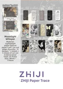 Vue détaillée du lot de papier scrapbooking vintage avec dentelle ajourée et motifs rétro