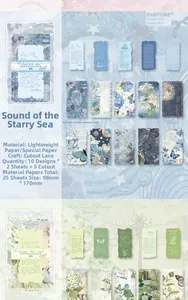 Détails de bords découpés au laser et motifs vintage sur papier scrapbooking 98x170mm