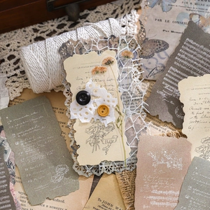 Vintage Scrapbooking Material Papier Set mit Hohlmustern und Trockenblumen für DIY Bastelarbeiten